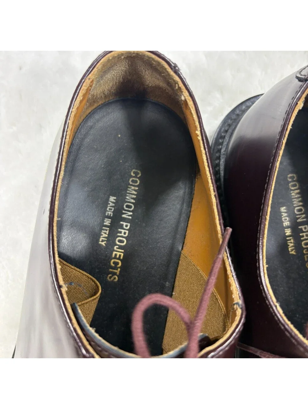 Common Projects 2321 EU 42 Burgundy Leather Derby Lug Sole Shoes Made Italy